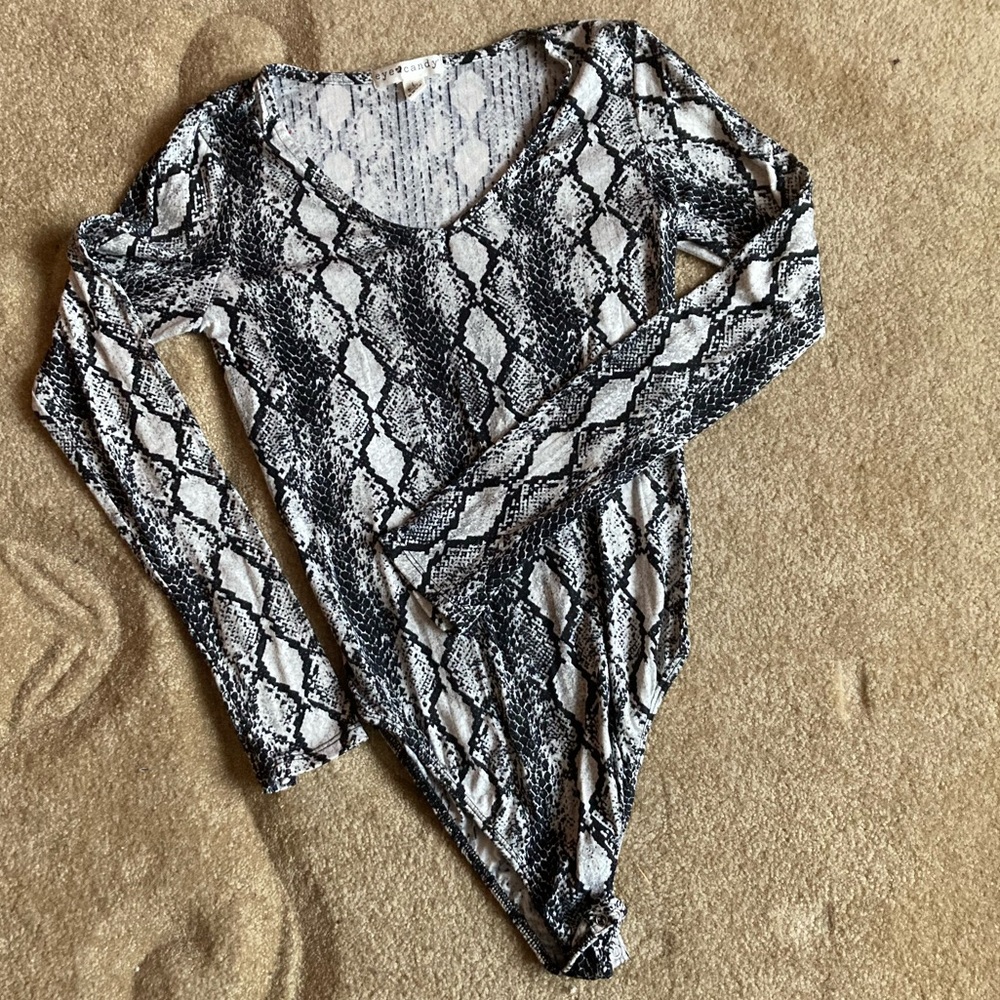 Eye Candy Snakeskin Print Bodysuit